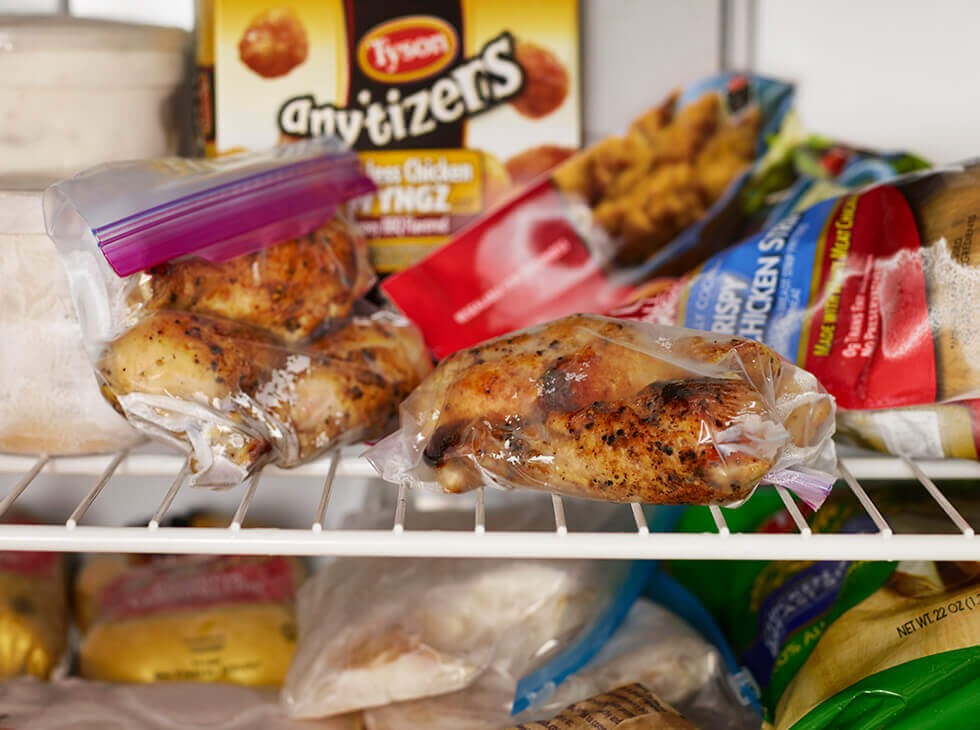 Chicken in plastic bags frozen 